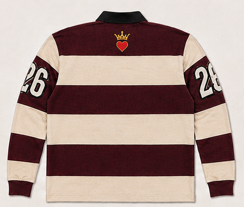 The Heir Rugby Polo: Burgundy & Cream