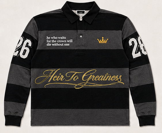 The Heir Rugby Polo: Black & Charcoal