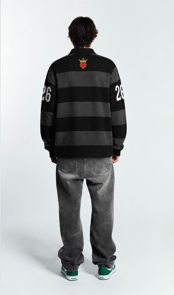 The Heir Rugby Polo: Black & Charcoal