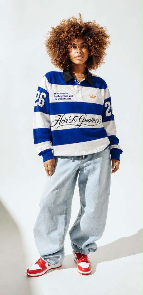 The Heir Rugby Polo: Royal Blue & White