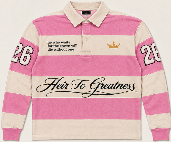 The Heir Rugby Polo: Pink & Cream