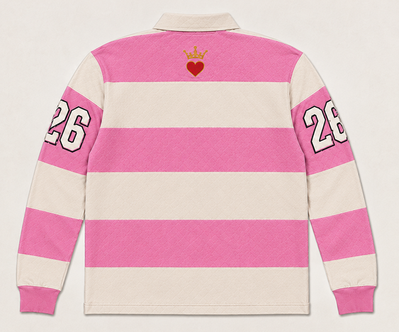 The Heir Rugby Polo: Pink & Cream